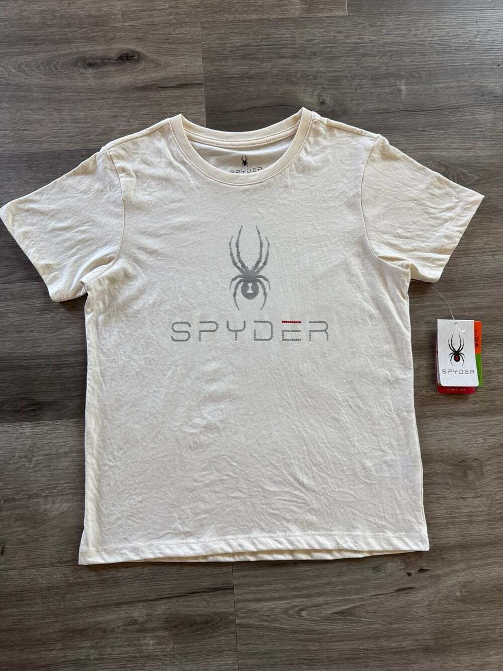 Spyder Short Sleeve Graphic T-Shirt Off White with Metallic Logo